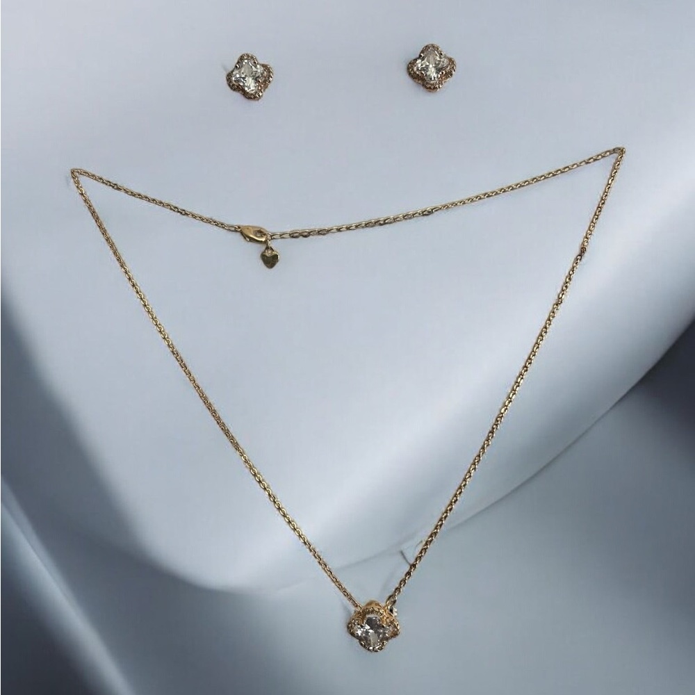 18K Gold Electroplated Necklace and Earrings Set